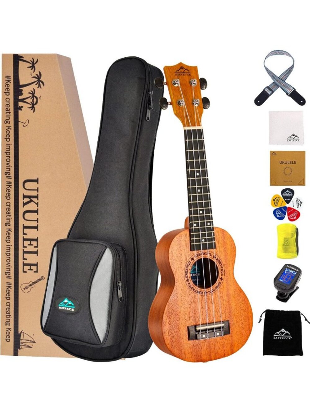 21" Mahogany Soprano Ukulele Starter Kit for Beginners - Perfect for Kids
